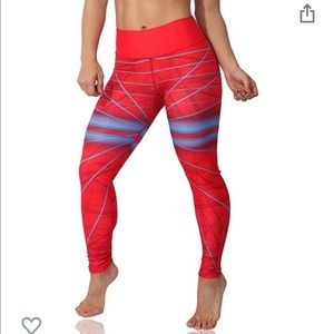 Red and blue workout / yoga leggings